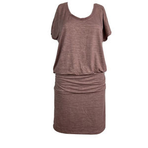 Athleta Dress Womens Sz M Odyssey Heather Purple Short Sleeve‎ Stretch Blouson